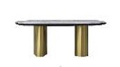 MIA-TZ133C-01-DINING TABLE-(3800*1500*750)-304#S.S BRUSHED CHAMPAGNE GOLD FINISH, ST0002 CARY ICE JADE MARBLE