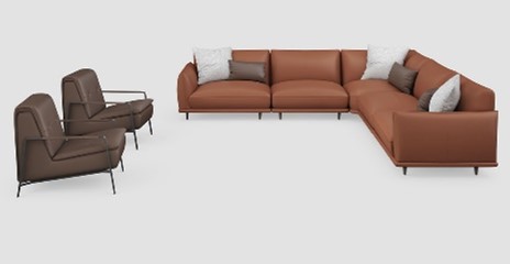 GALLERY-G2-A0654-CORNER SOFA-PEACAN BROWN(NW-334E)+1+1(GA-12699)(CACAO BROWN(NW-512E)-(PILLOW:DM-4508*3+FA-4577*3)-)-G2