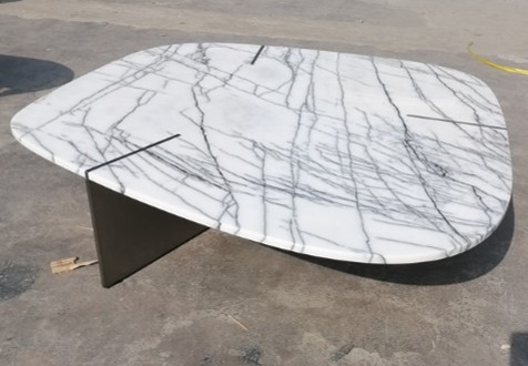 JULIENNE-G2-TZ-652-A-CENTER TABLE(1130*1170*280)-LILAC MARBLE+BRUSHED DARK GREY-G2