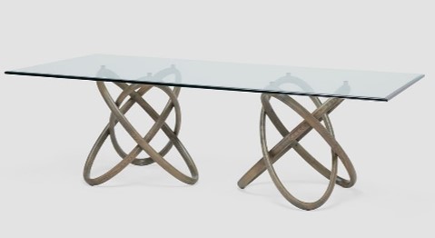 WESLEY-DT-16092-DINING TABLE (2400*1200*750)-GLASS+SSTJ-2142+378-3#GREY OAK