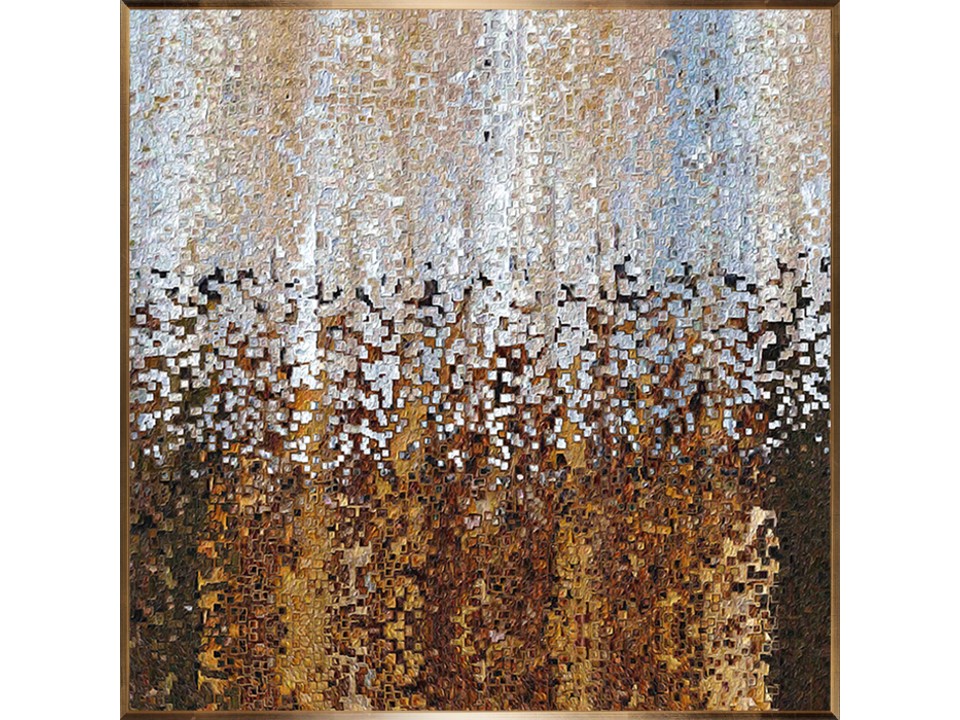 JM-075-L-RESIN PAINTING (119.0X119.0)-GOLDEN ALUMINUM ALLOY FRAME