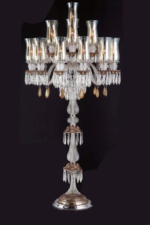 LI-7013-12+6+1-FLOOR LAMP -METAL CRYSTAL(GOLD)