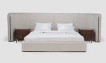 CARYS-BD-3286-KN-KING BED(200*200)+2 NIGHT TABLE-ARES  DOVE+BLACK WALNUT MARBLE TAUPE+ ANTIQUE BRASS(CNE-91/WT-21B/SA151)-G2
