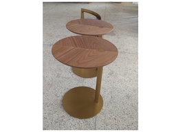 [CT20100-WAL] VIDA-E-20100-SIDE TABLE(50*55)-L-WALNUT+CHAMP GOLD(WV1108002-BRW)