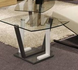 [CT2798ET1-CLRWHTGRY] MADISON-2798-ET1-END TABLE -CLEAR/WHITE/D.GREY