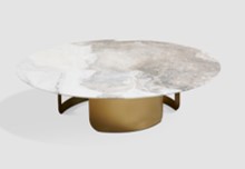 [CTAC20035B] MASSIMO-B-AC-20035-B-COFFEE TABLE (DIA 120*32)-CALADONIA MARBLE(DL-2005)+COPPER BRUSH(J16020)