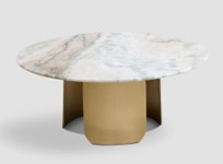 [CTAC20035C] MASSIMO-C-AC-20035-C-COFFEE TABLE (DIA 90*38)-CALADONIA MARBLE(DL-2005)+COPPER BRUSH(J16020)