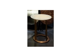 [CTAE19290-DL-2001] SANCIA-AE-19290 SIDE TABLE (DIA 45*51)-WHITE JADE TOP(DL-2001)+COPPER BRUSH