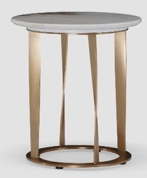 [CTAE19290-DL-2005] SANCIA-AE-19290 SIDE TABLE (DIA 45*51)-CALADONIA MARBLE(DL-2005)+COPPER BRUSH