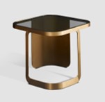[CTAE20003] DIEGO-AE-20003-SIDE TABLE(50*50*45)-SMOKY GLASS+BRASS BRUSHED(WJ-03)
