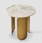 [CTAE20035] MASSIMO-AE-20035-SIDE TABLE (DIA 50*50)-CALADONIA MARBLE(DL-2005)+COPPER BRUSH(J16020)