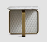 [CTAE20402] STONE-AE-20402-SIDE TABLE (60*60*55)-CALADONIA MARBLE(DL-2005)+COPPER BRUSHED