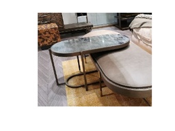 [CTBMBO-BJ80114] BOHO-BMBO-BJ-80114-SIDE TABLE (950*500*538)-RUST GLASS+PEARL SAND BROWN COPPER GOLD
