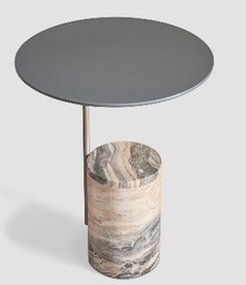 [CTBMBOBJ8028A] NERRO-A-BMBO-BJ8028A-SIDE TABLE (DIA 450*550)-VENETIAN MARBLE(BELISIMA)+BLACK PURPLE+SANDBLASTED BLACK GOLD