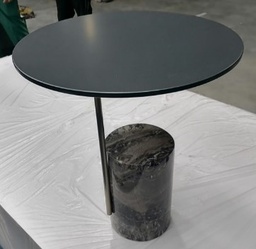 [CTBMBOBJ8028AG3] NERRO-G3-A-BMBO-BJ8028A-SIDE TABLE (DIA 450*550)-BELISIMA MARBLE+BRUSHED BRONZE GOLD-G3