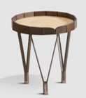 [CTBMBOBJ8028BG1] BELISIMA-G1-A-BMBO-BJ-8028B-END TABLE (DIA 420*470)-TOP YELLOW(G1044)+WENGE+SANDLASTED BLACK GOLD-G1