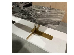 [CTBMBOBJ8029DG2] BELISIMA-G2-E-BMBO-BJ8029D-END TABLE (580*580*400)-GREY MARBLE+SANDBLAST PEARL SAND BROWN COPPER GOLD-G2