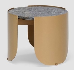 [CTBMBO-CJ8090A] TRONO-A-BMBO-CJ-8090-A-ROUND TABLE (DIA 500*400)-PLATINUM DIAMOND MARBLE+PEARL SAND BROWN COPPER GOLD
