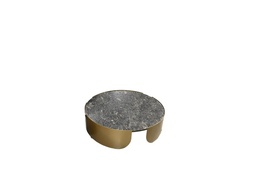 [CTBMBO-CJ8090A-GLASS] TRONO-A-BMBO-CJ-8090-A-ROUND TABLE (DIA 500*400)-GLASS TOP+SANDBLASTED BLACK GOLD