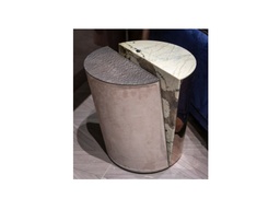 [CTBMLQ-BJ20130] AVALON-BMLQ-BJ-20130-SIDE TABLE (512*416*600)-RIO+MARBLE TOP+PEARL SAND BROWN COPPER GOLD