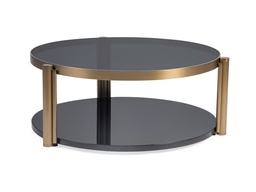 [CT-C17183] KAIRA-C-17183 COFFEE TABLE (85*35.5) 263 BRASS+BLACK GLOSSY
