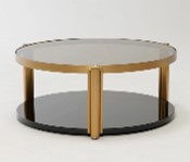 [CT-C17183 NEW] KAIRA-C-17183 COFFEE TABLE (85*35.5) 263 BRASS+BLACK GLOSSY TAWNY