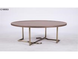 [CTC18053] RAYVER-C-18053-COFFEE TABLE-(85*35)-WALNUT BRASS