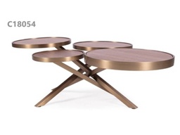 [CTC18054] VICKY-C-18054-COFFEE TABLE-(127*85*43)-WALNUT BRASS-3412