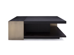 [CTC18161 NEW] C-18191-COFFEE TABLE-(105X106X35)-WALNUT VENEER+YELLOW COPPER