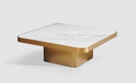 [CTC19013] GIANNI-C-19013 COFFEE TABLE (100X100X33)-WHITE MARBLE+263BRASS