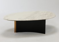 [CT-C19325B] SANCIA-C19325B COFFEE TABLE (120*81*35) WHT MARBLE+MATT BLACK+263 BRASS