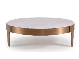[CTC20222A-TC-1901] FORUM-C-C-20222A-COFFEE TABLE (DIA 120*28.5)-CERAMIC TOP(TC-1901)+BRONZE