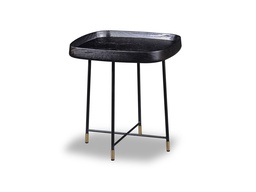 [CTCF-CJ1502A] GENEVE-CF-CJ1502A END TABLE (500*500*535) - 61+MATTE BLACK LEG+CHAMPAGNE GOLD BOTTOM