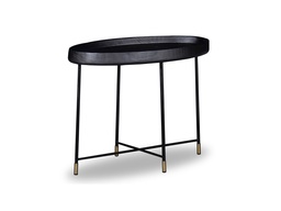 [CTCF-CJ1502B] GENEVE-CF-CJ1502B END TABLE (700*400*535) - 61+MATTE BLACK LEG+CHAMPAGNE GOLD BOTTOM