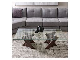 [CTCT1571G1] MORGAN-G1-CT-1571-COFFEE T ABLE (1300*760*380)-GLASS TOP+L.WALNUT(2020#)-G1