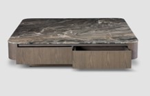 [CTCT19005GREY] CATALEYA-GREY-CT-19005-COFFEE TABLE (1200*1200*280)-VENICE MARBLE+378-3#GREY OAK