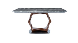 [CTCT19048] KEEGAN-CT-19048 COFFEE TABLE (1400*700*420)MARBLE (ROMANTIC)+STAINLESS STEEL (GUN BLACK) + 358-2 WALNUT