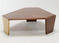 [CTCT19061H] MORGAN-CT-19061H COFFEE TABLE (1448*1190*400) STAINLESS STEEL (BRUSHED CHAMPAGNE GOLD) + 358-2 WALNUT