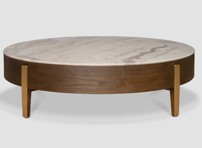 [CTCT-20056] NATHALIA-CT-20056-COFFEE TABLE(1200*330)-CALIFORNIA MARBLE+DARK WALNUT-17169