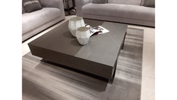 [CTCT2414-G1] CLOE-CT-2414-COFFEE TABLE (120X122X40)-PN-73B GREY PORCELAIN +OK-78 SMOKE OAK+SA165 ANTIQUE BRONZE-G1
