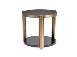 [CT-E17183] KAIRA-E17183 SIDE TABLE (50*48) 263 BRASS+BLACK GLOSSY TAWNY
