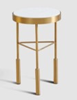 [CTE18160C-NEW] NEIO-E-18160-C- END TABLE-(38*50)-WHITE CERAMIC(TC-1902)+263 BRASS FINISH