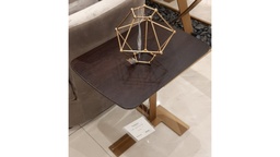 [CTE18161C-DARK] RANDO-E-18161-C-END TABLE-(50*35*50)-DARK WALNUT(MP-02 SMK)+BRASS BRUSHED