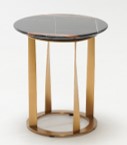 [CT-E19290] SANCIA-E19290 SIDE TABLE (45*50) MATT BLACK MARBLE+263 BRASS
