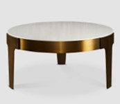 [CTE20222A-TC-1901] FORUM-A-E-20222A-COFFEE TABLE (DIA 80*38.5)-WHITE CERAMIC TOP(TC-1901)+BRONZE-G1