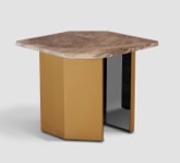 [CTE21233B] DAMIANO-E-21233-B-SIDE TABLE (55*55*50)-BROWN MARBLE(TRS-2103)+COPER(WJ-03)