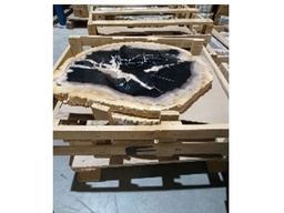 [CTFOS01F] FABIO-F-FOS-01(FOSSILA)-COFFEE TABLE(SET OF 3)(40*50*45)-FOSSIL WOOD TOP