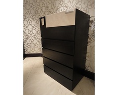 [MBRG070(CHEST)] EVELYN-G-0700-COD-CHEST OF DRAWER -BLACK+BLK LEAT