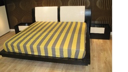 [MBRG070BDK-BLKWHT] EVELYN-G-0700-BDK-KING BED+2 NT+DRS+MIRR -BLACK+BLK LEAT