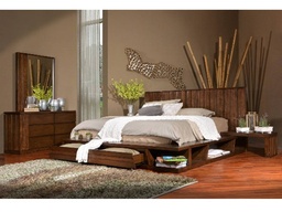 [MBRHANDERSON-OAK] HANDERSON-BED+NIGHT STAND(L+R)+DRESSER+MIRROR-OAK